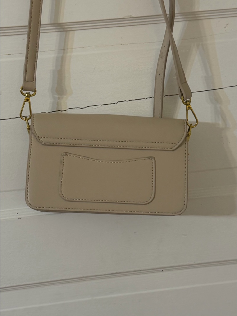 Minimalist Neutral Crossbody Bag in Beige - Picture 3 of 6